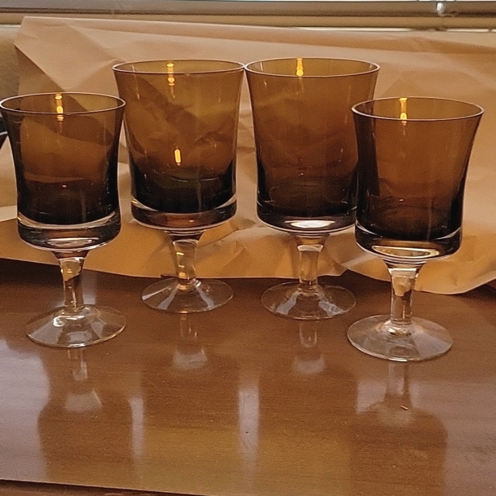 Vintage Denby"s 1970's Amber Beverage Glasses, set of 4
